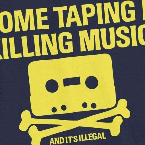 Home taping is killing music Gildan64000 Front Detail Navy