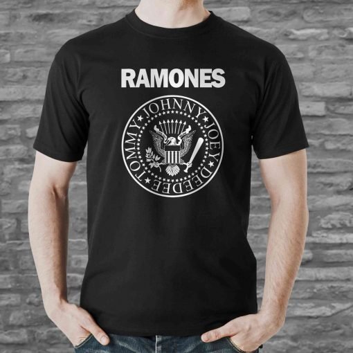 Model wearing the classic Ramones t shirt