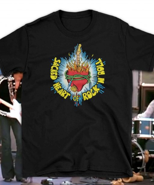 Photo of the "Sacred Heart of Rock and Roll" t-shirt.